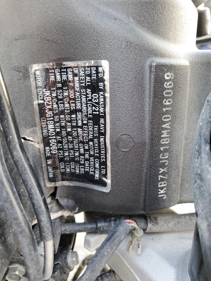 jkbzxjg18ma016069 JKBZXJG18MA016069 2021 Kawasaki Zx636 K