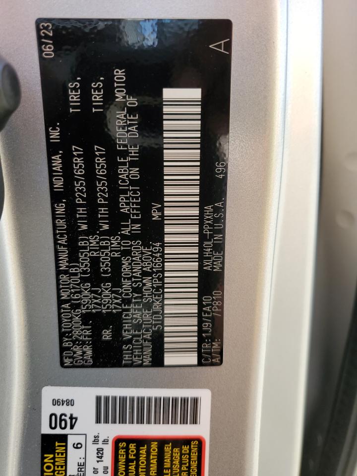 2023 Toyota Sienna Xle VIN: 5TDJRKEC1PS166494 Lot: 63250775