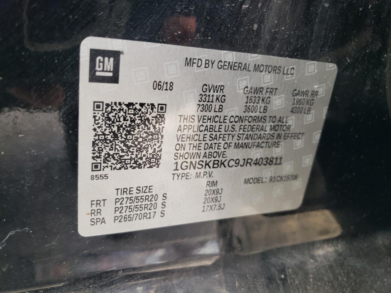 2018 Chevrolet Tahoe K1500 Lt VIN: 1GNSKBKC9JR403811 Lot: 63667365