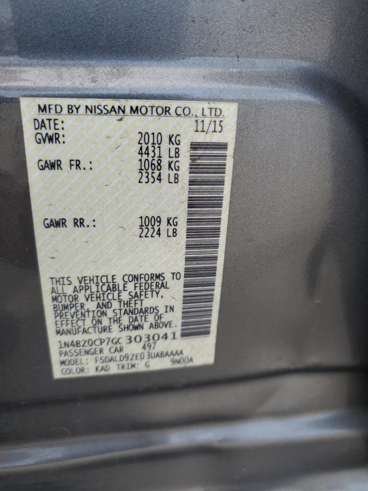 2016 Nissan Leaf Sv VIN: 1N4BZ0CP7GC303041 Lot: 65363045
