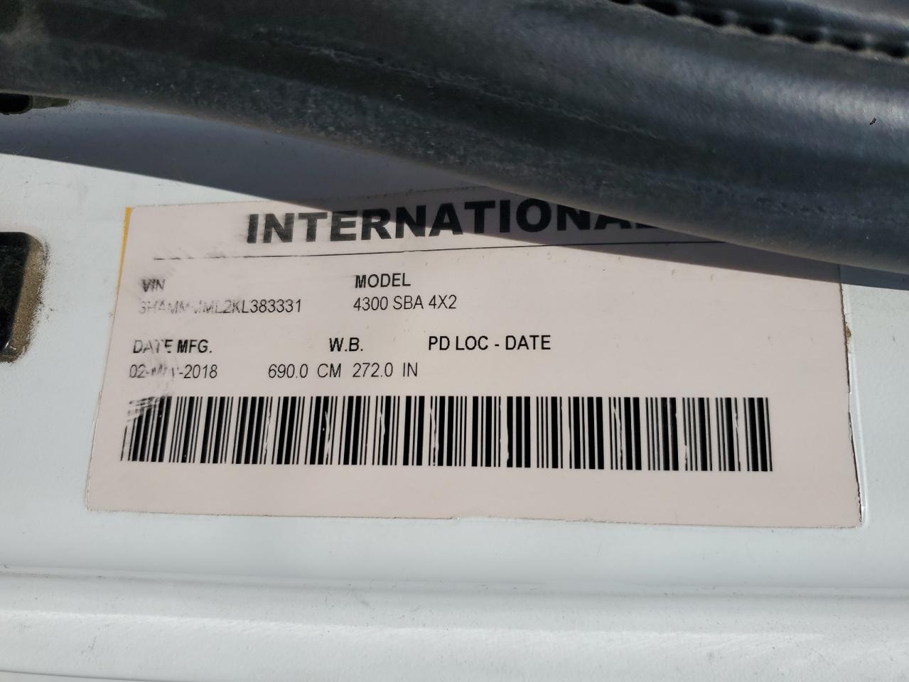 2019 International 4000 4300 VIN: 3HAMMMML2KL383331 Lot: 64732005