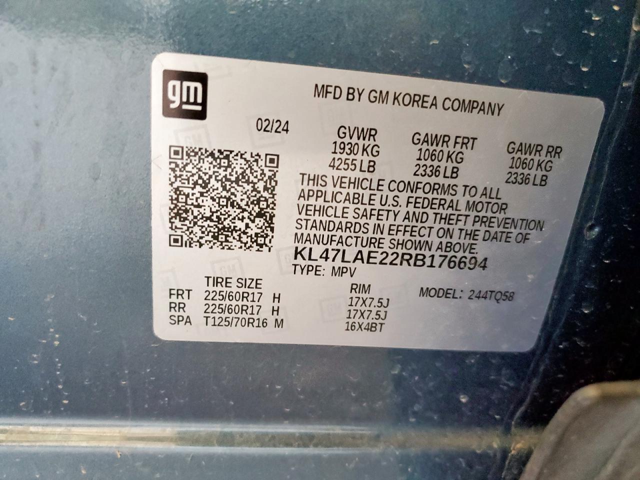 2024 Buick Envista Preferred VIN: KL47LAE22RB176694 Lot: 62684695