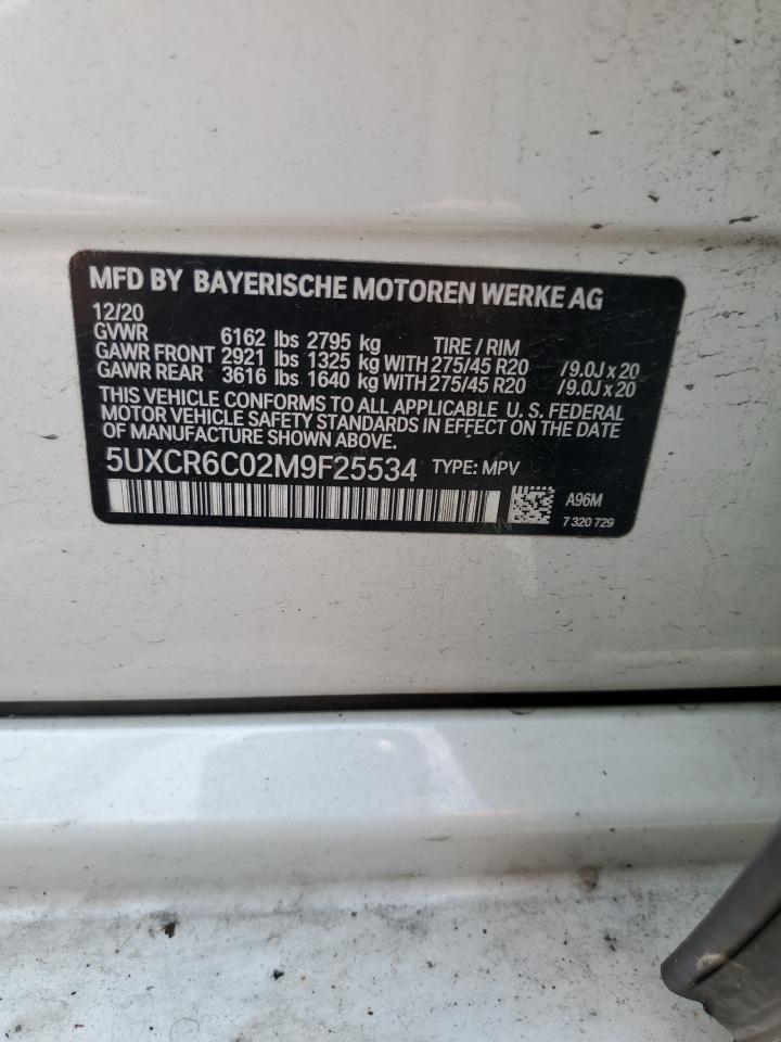 2021 BMW X5 xDrive40I VIN: 5UXCR6C02M9F25534 Lot: 59977665
