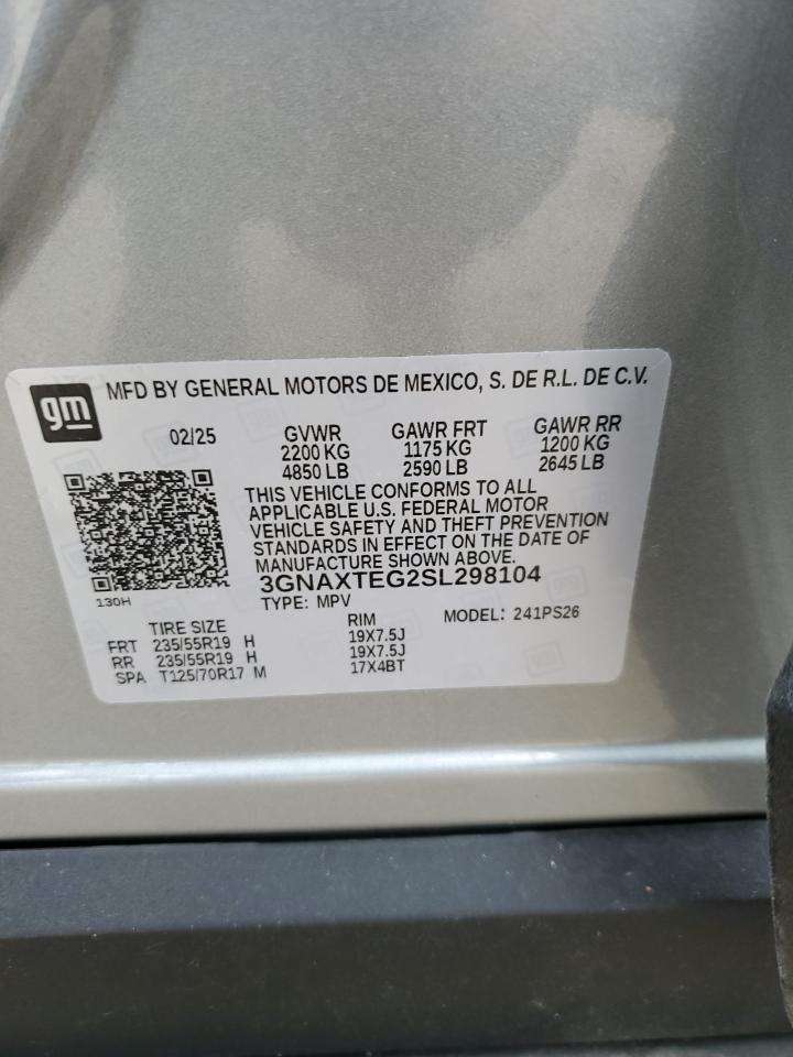 2025 Chevrolet Equinox Rs VIN: 3GNAXTEG2SL298104 Lot: 65523735