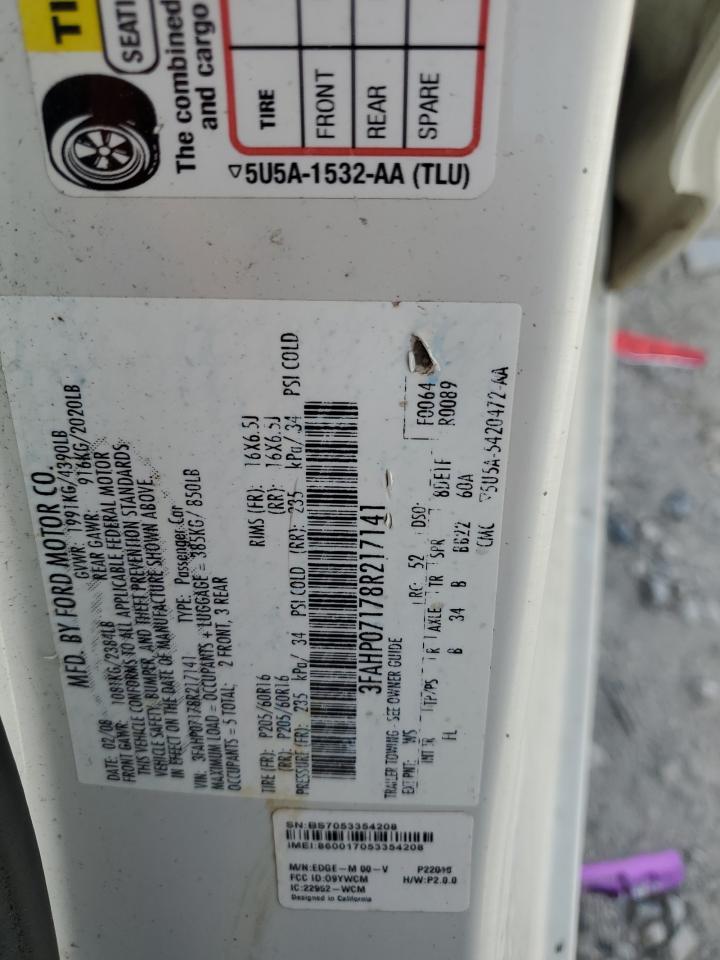 2008 Ford Fusion Se VIN: 3FAHP07178R217141 Lot: 64478345