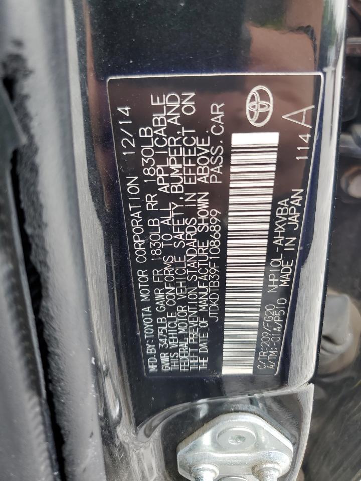 2015 Toyota Prius C VIN: JTDKDTB39F1086899 Lot: 64507125