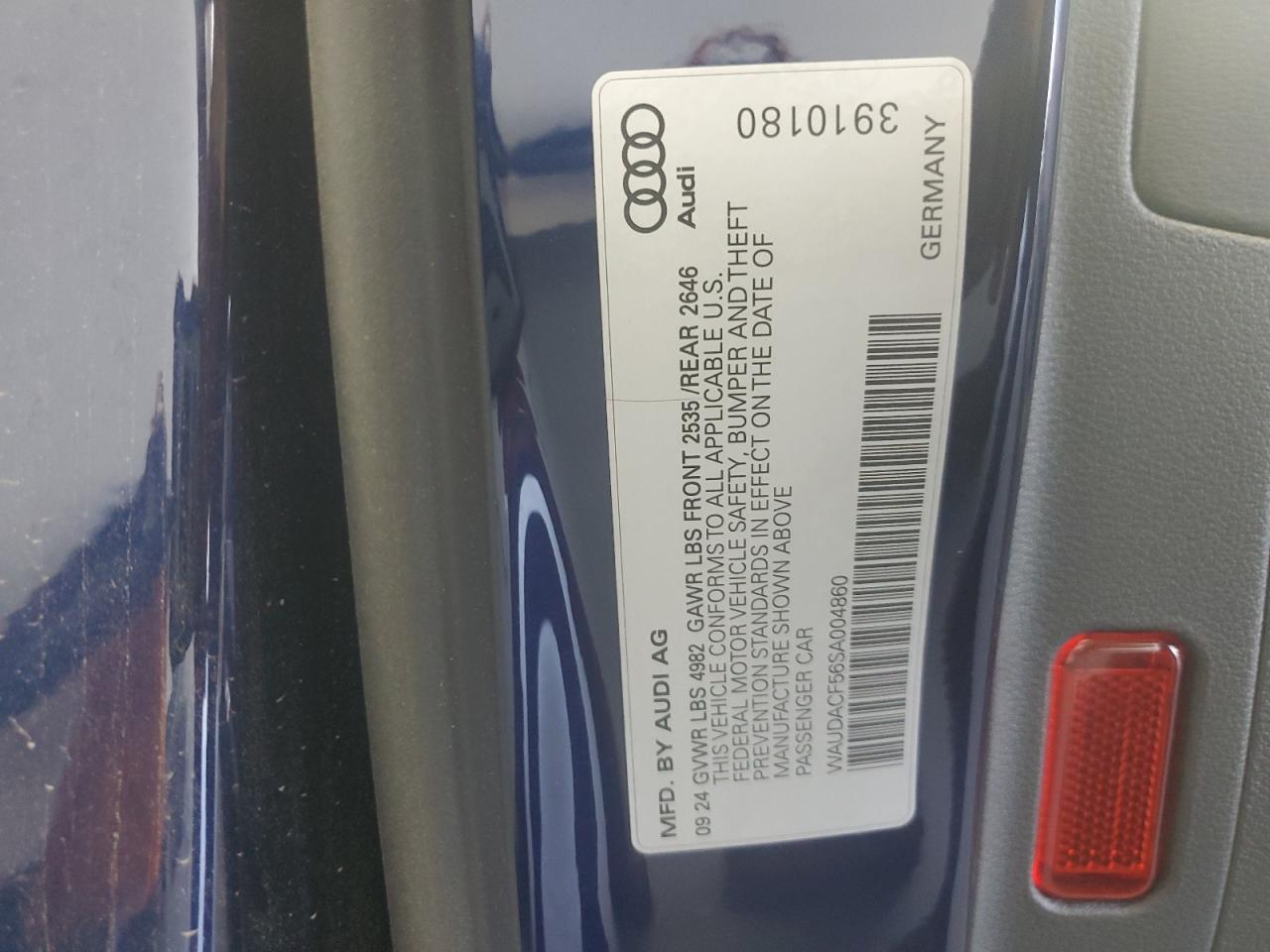 2025 Audi A5 Premium 45 VIN: WAUDACF56SA004860 Lot: 64747425