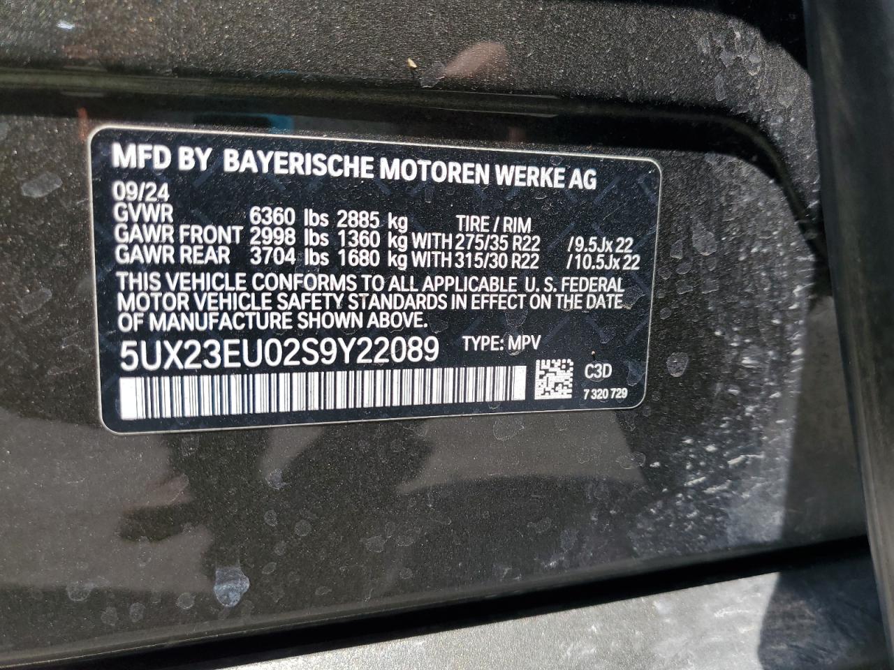 2025 BMW X5 Sdrive 40I VIN: 5UX13EU02S9Y22089 Lot: 67222125