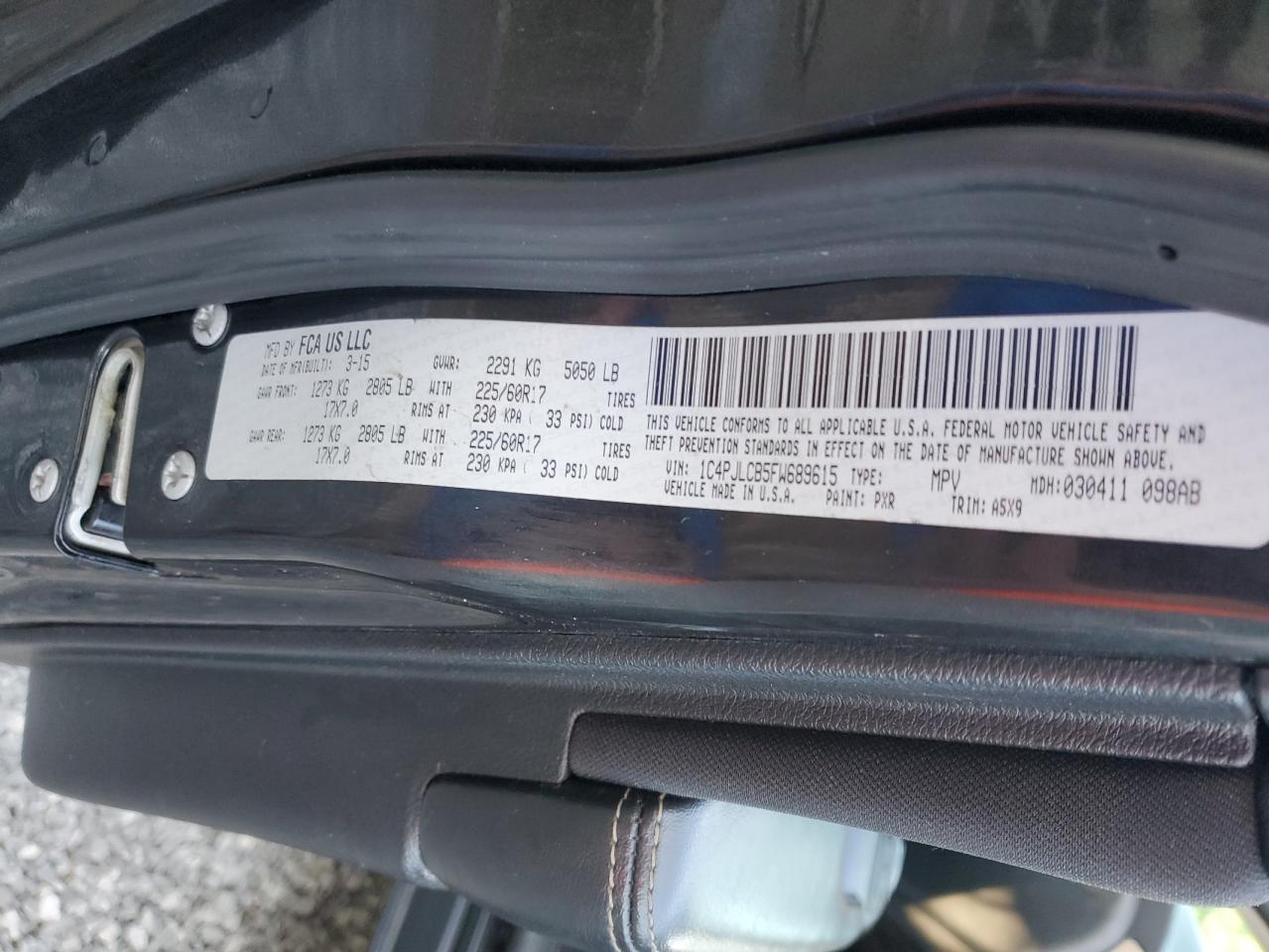 2015 Jeep Cherokee Latitude VIN: 1C4PJLCB5FW689615 Lot: 65043605