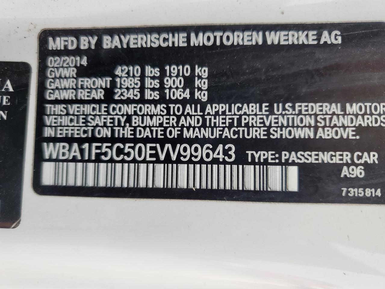2014 BMW 228 I VIN: WBA1F5C50EVV99643 Lot: 63315225