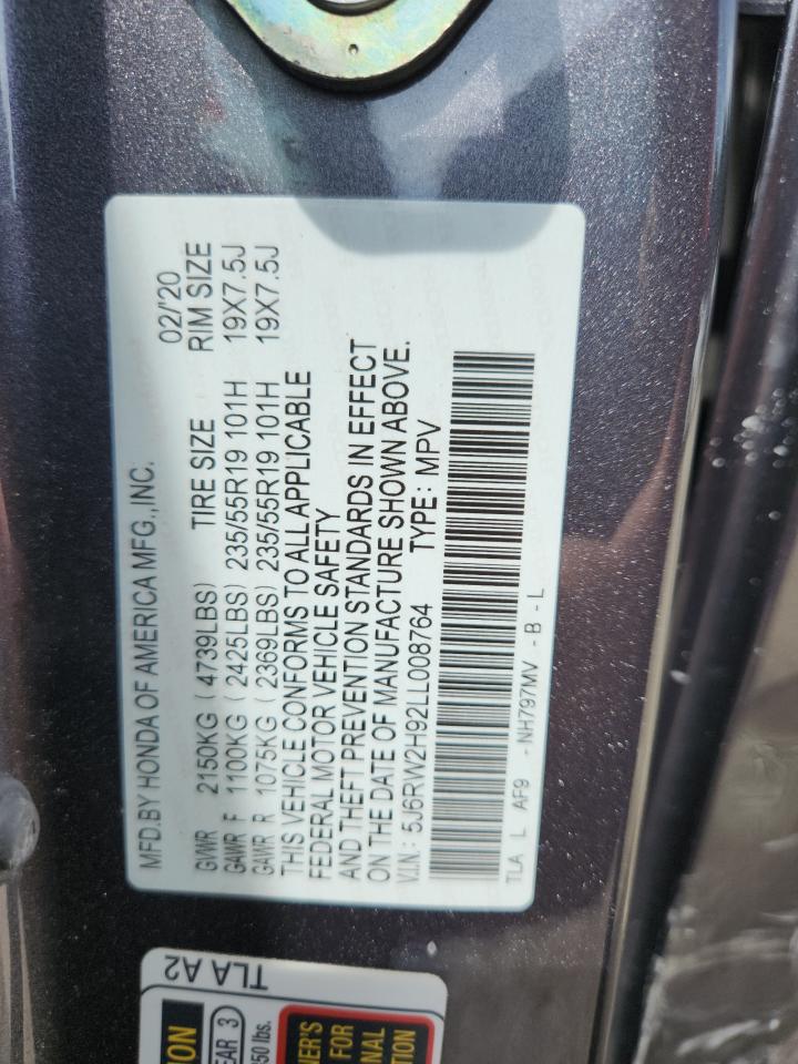 2020 Honda Cr-V Touring VIN: 5J6RW2H92LL008764 Lot: 64241115