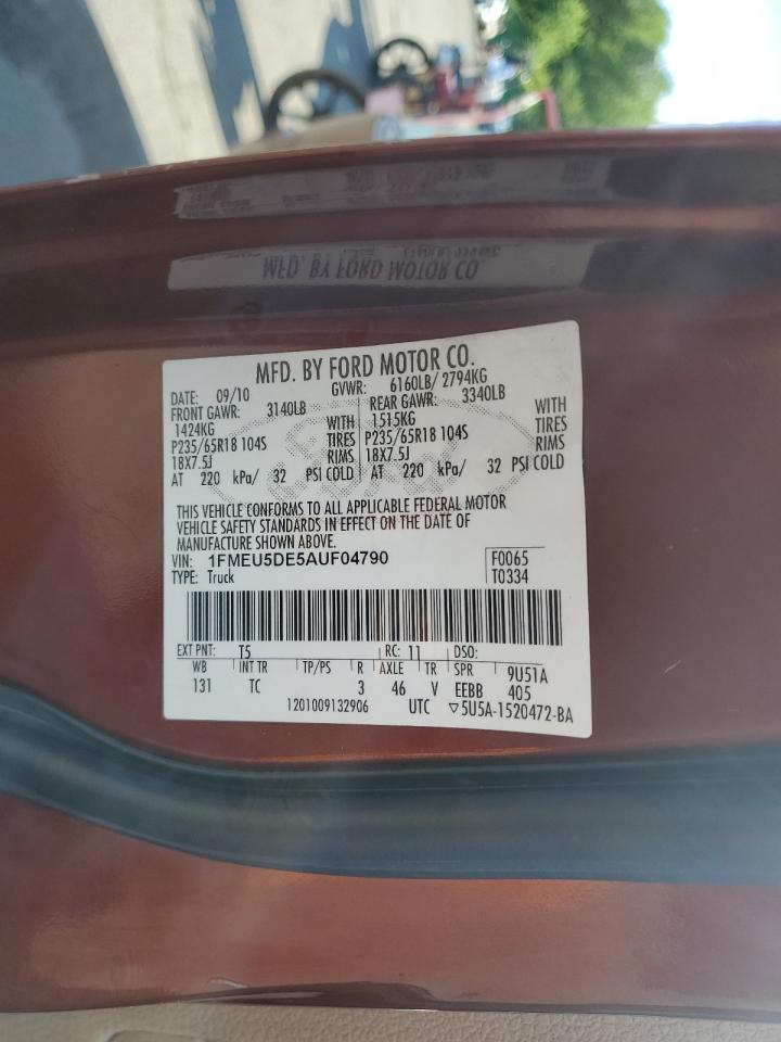 1fmeu5de5auf04790 1FMEU5DE5AUF04790 2010 Ford Explorer Sport Trac Limited