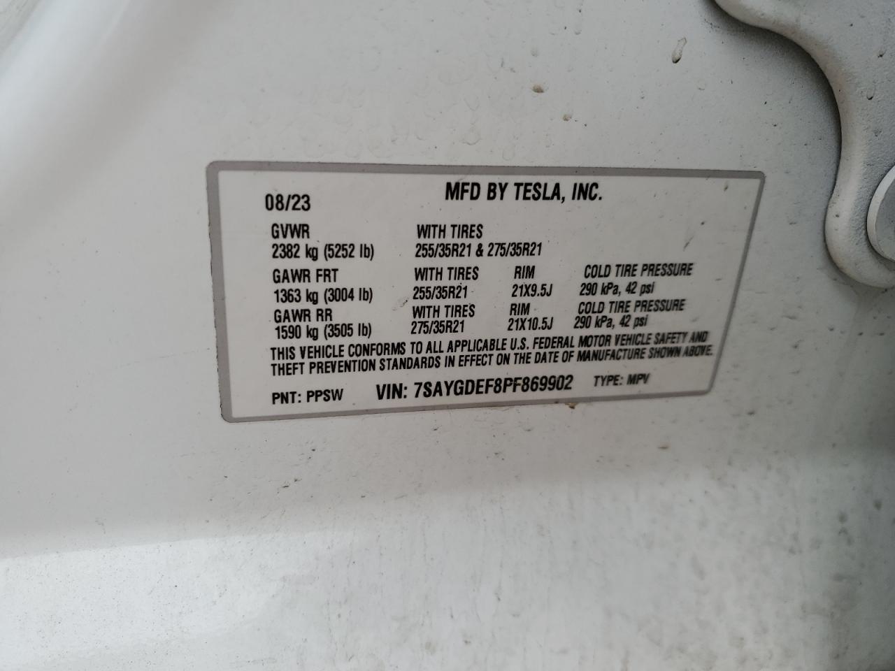 2023 Tesla Model Y VIN: 7SAYGDEF8PF869902 Lot: 64584475
