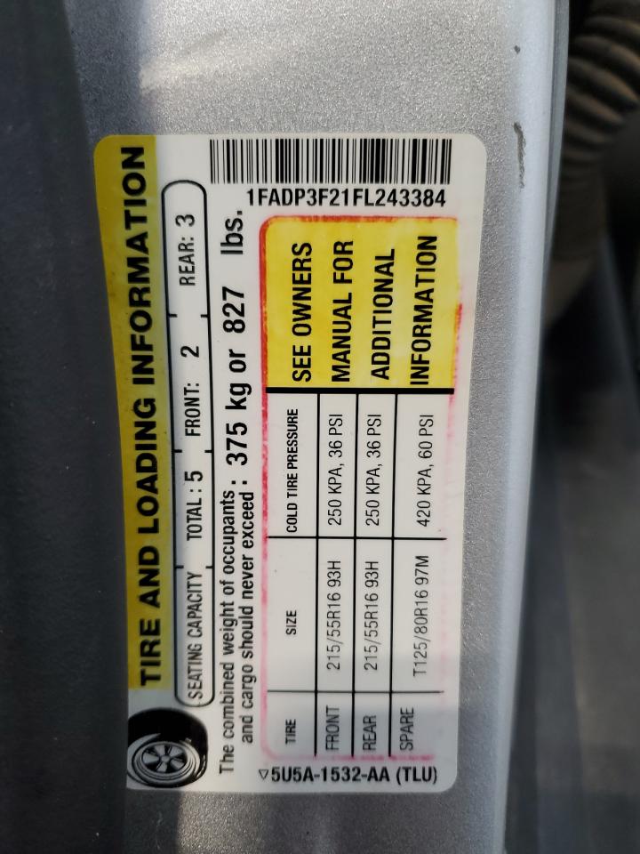 2015 Ford Focus Se VIN: 1FADP3F21FL243384 Lot: 65248435