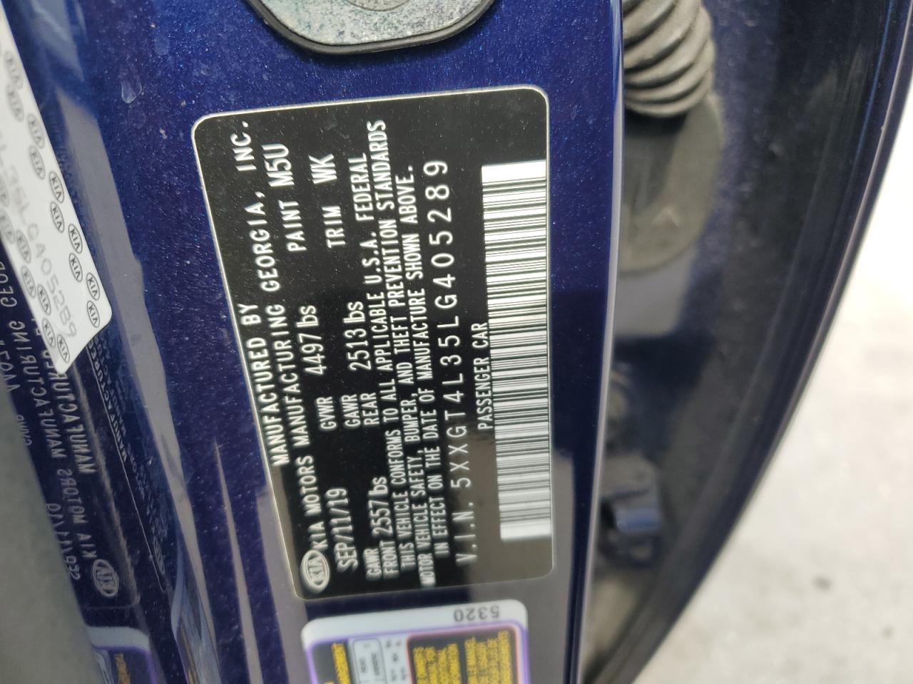 2020 Kia Optima Lx VIN: 5XXGT4L35LG405289 Lot: 65246565