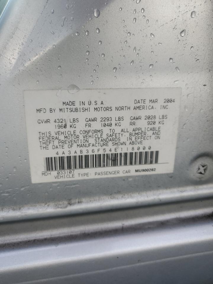 2004 Mitsubishi Galant Es Medium VIN: 4A3AB36F54E118000 Lot: 63206935
