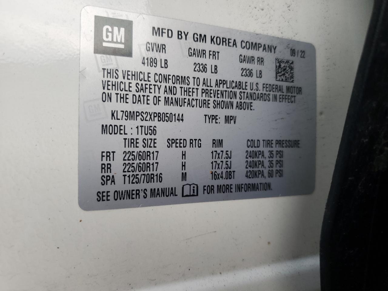 2023 Chevrolet Trailblazer Lt VIN: KL79MPS2XPB050144 Lot: 64922275