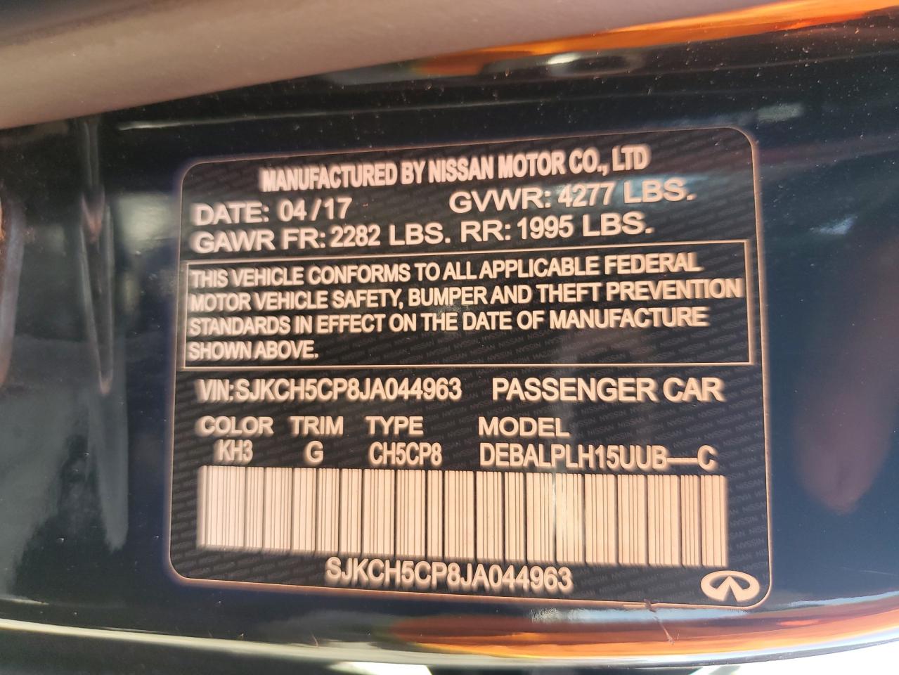 2018 Infiniti Qx30 Base VIN: SJKCH5CP8JA044963 Lot: 64134235
