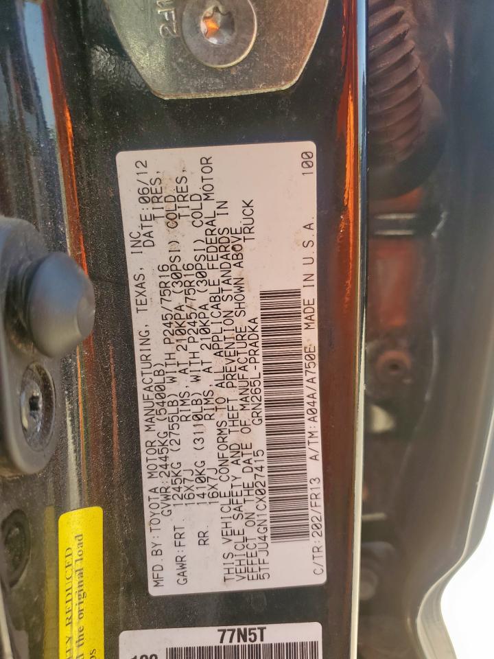 2012 Toyota Tacoma Double Cab Prerunner VIN: 5TFJU4GN1CX027415 Lot: 64242465