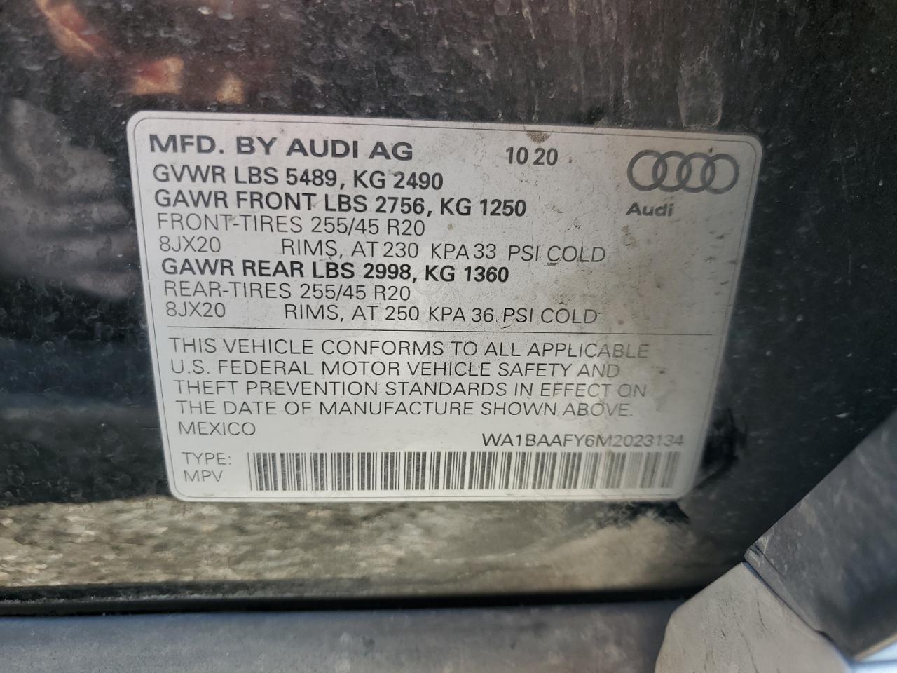 wa1baafy6m2023134 WA1BAAFY6M2023134 2021 Audi Q5 Premium Plus