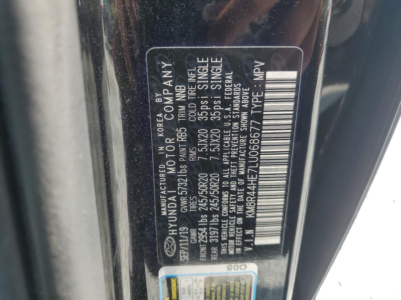 2020 Hyundai Palisade Sel VIN: KM8R44HE7LU068677 Lot: 63222545