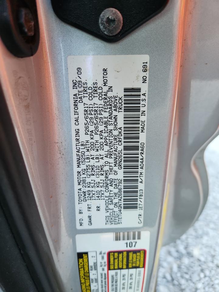 2010 Toyota Tacoma Prerunner Access Cab VIN: 5TETU4GN7AZ686792 Lot: 64354255