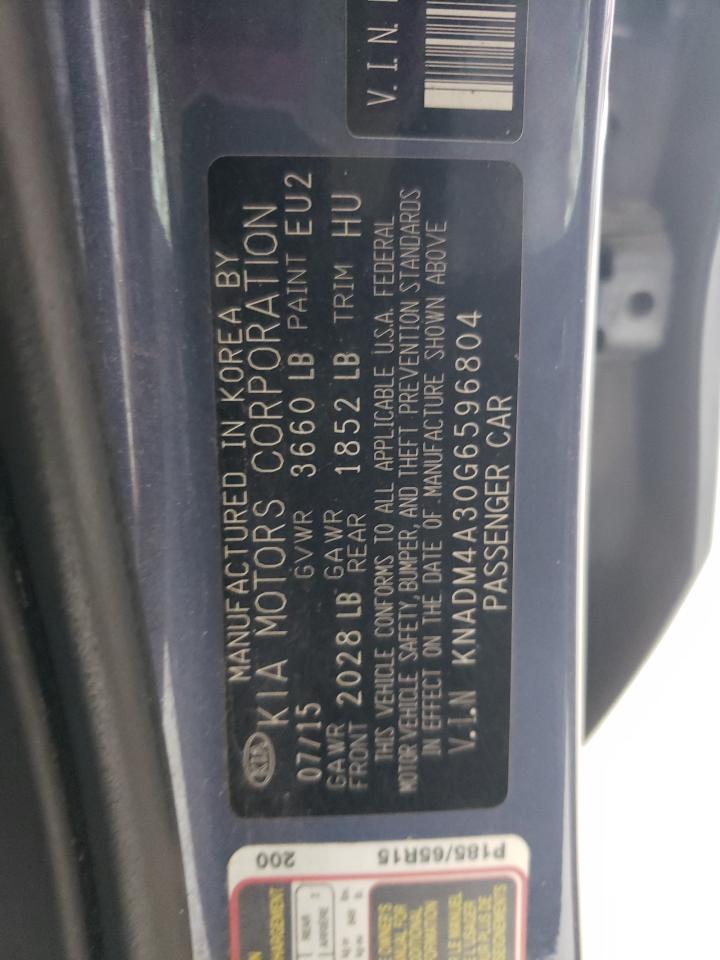 2016 Kia Rio Lx VIN: KNADM4A30G6596804 Lot: 63968195