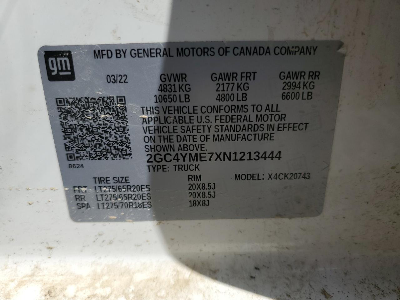 2022 Chevrolet Silverado K2500 Custom VIN: 2GC4YME7XN1213444 Lot: 62558795