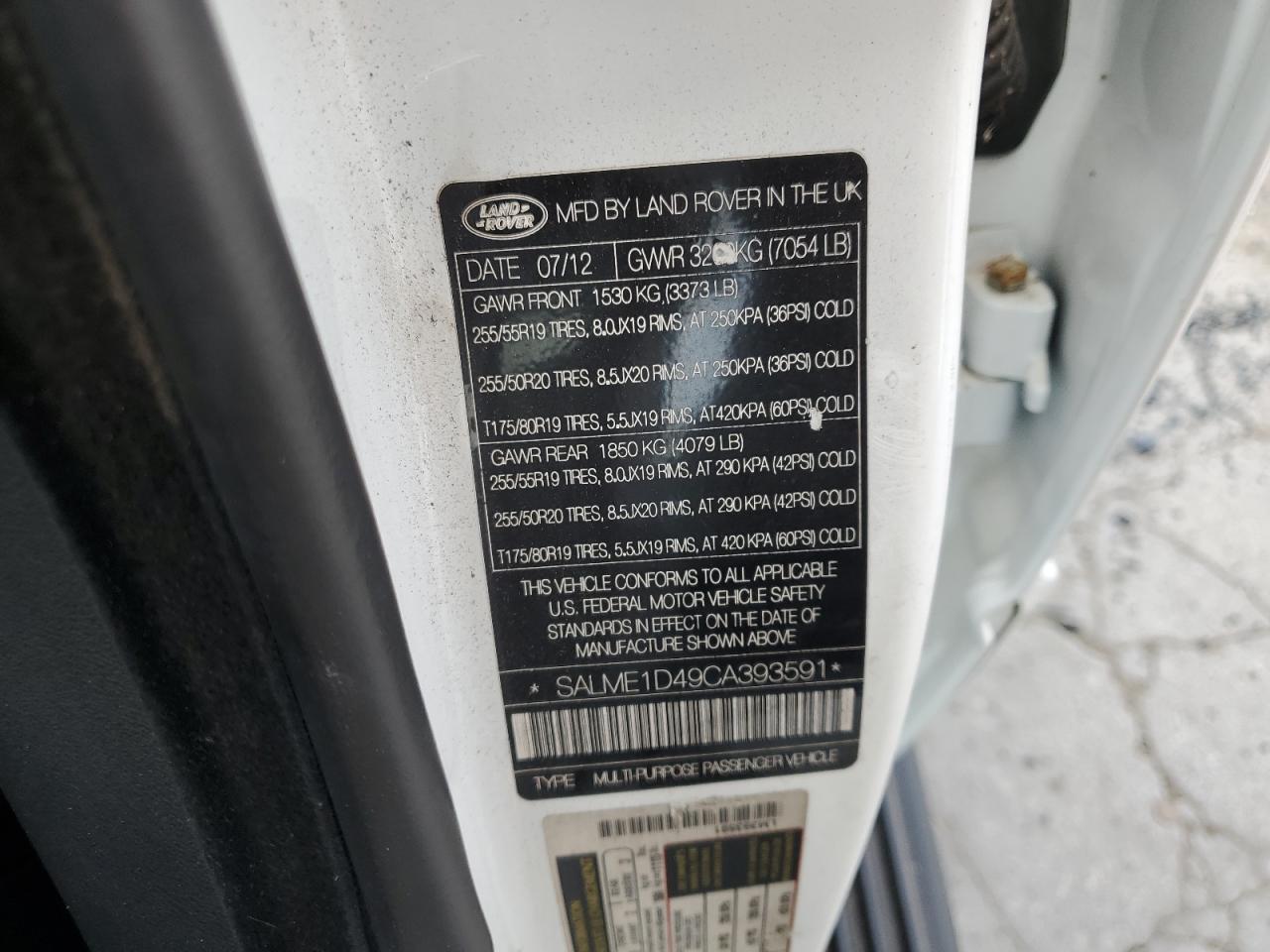 SALME1D49CA393591 2012 Land Rover Range Rover Hse