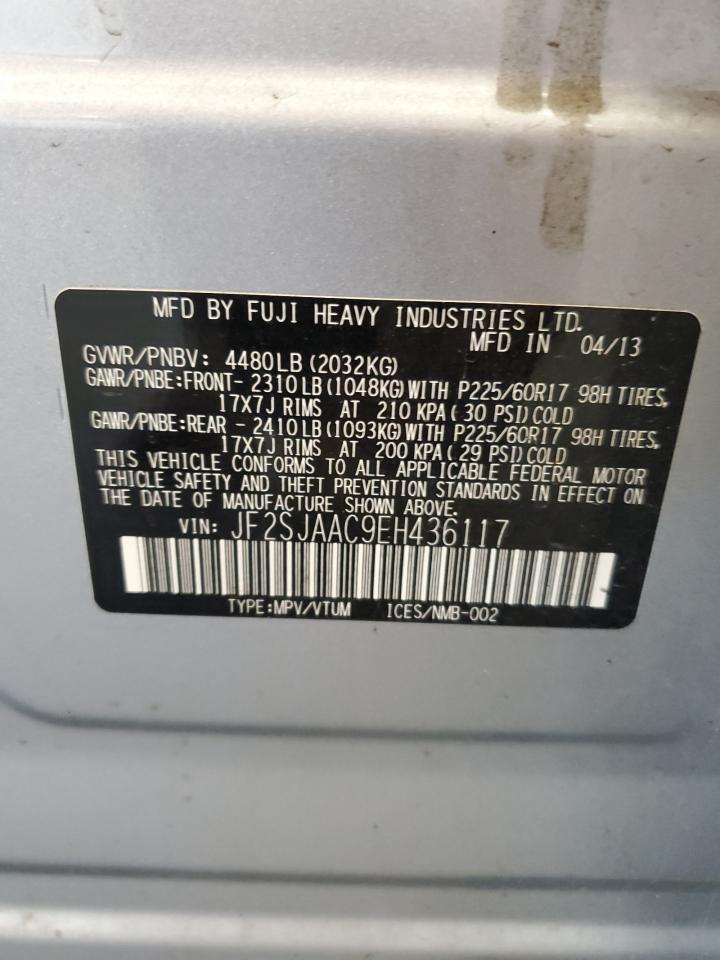 2014 Subaru Forester 2.5I VIN: JF2SJAAC9EH436117 Lot: 61973715