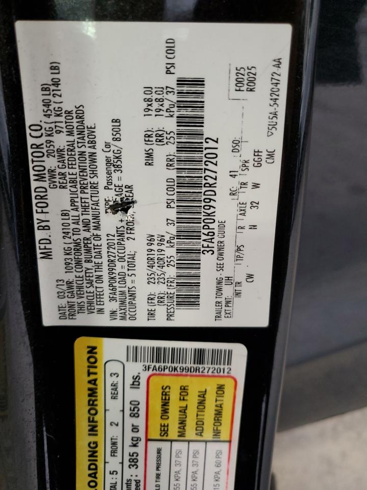 2013 Ford Fusion Titanium VIN: 3FA6P0K99DR272012 Lot: 66014455