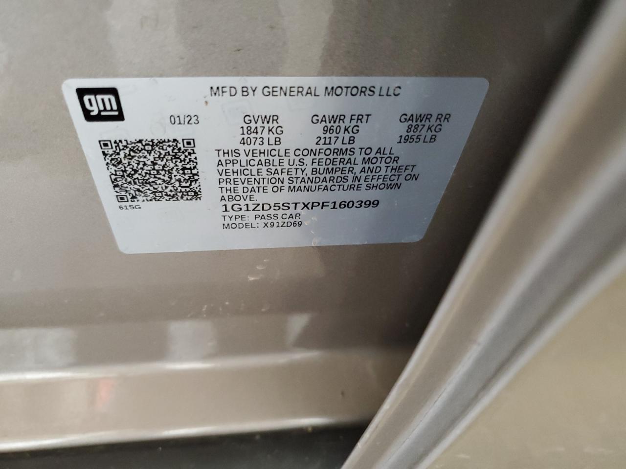 1g1zd5stxpf160399 1G1ZD5STXPF160399 2023 Chevrolet Malibu Lt