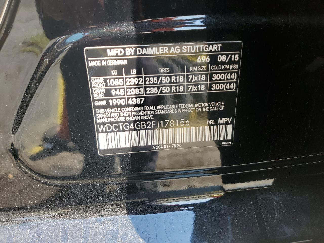 wdctg4gb2fj178156 WDCTG4GB2FJ178156 2015 Mercedes-Benz Gla 250 4Matic
