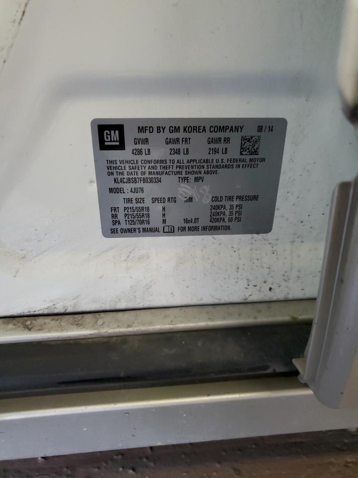 2015 Buick Encore Convenience VIN: KL4CJBSB7FB030334 Lot: 64799085