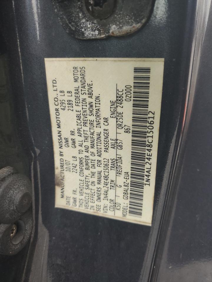 2008 Nissan Altima 2.5S VIN: 1N4AL24E48C150612 Lot: 64768255