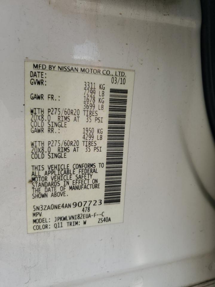 2010 Infiniti Qx56 VIN: 5N3ZA0NE4AN907723 Lot: 65064865