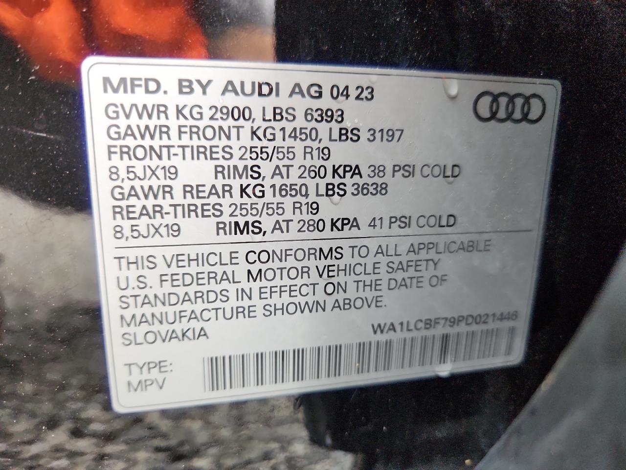 2023 Audi Q7 Premium Plus VIN: WA1LCBF79PD021446 Lot: 62990205