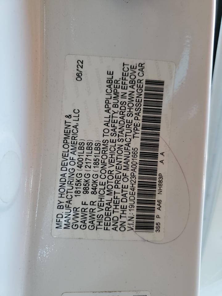 2023 Acura Integra VIN: 19UDE4H23PA001665 Lot: 64190845