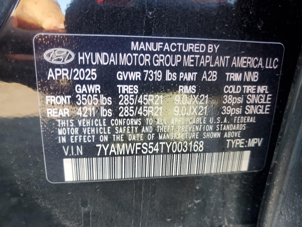 2026 Hyundai Ioniq 9 Limited VIN: 7YAMWFS54TY003168 Lot: 63611705