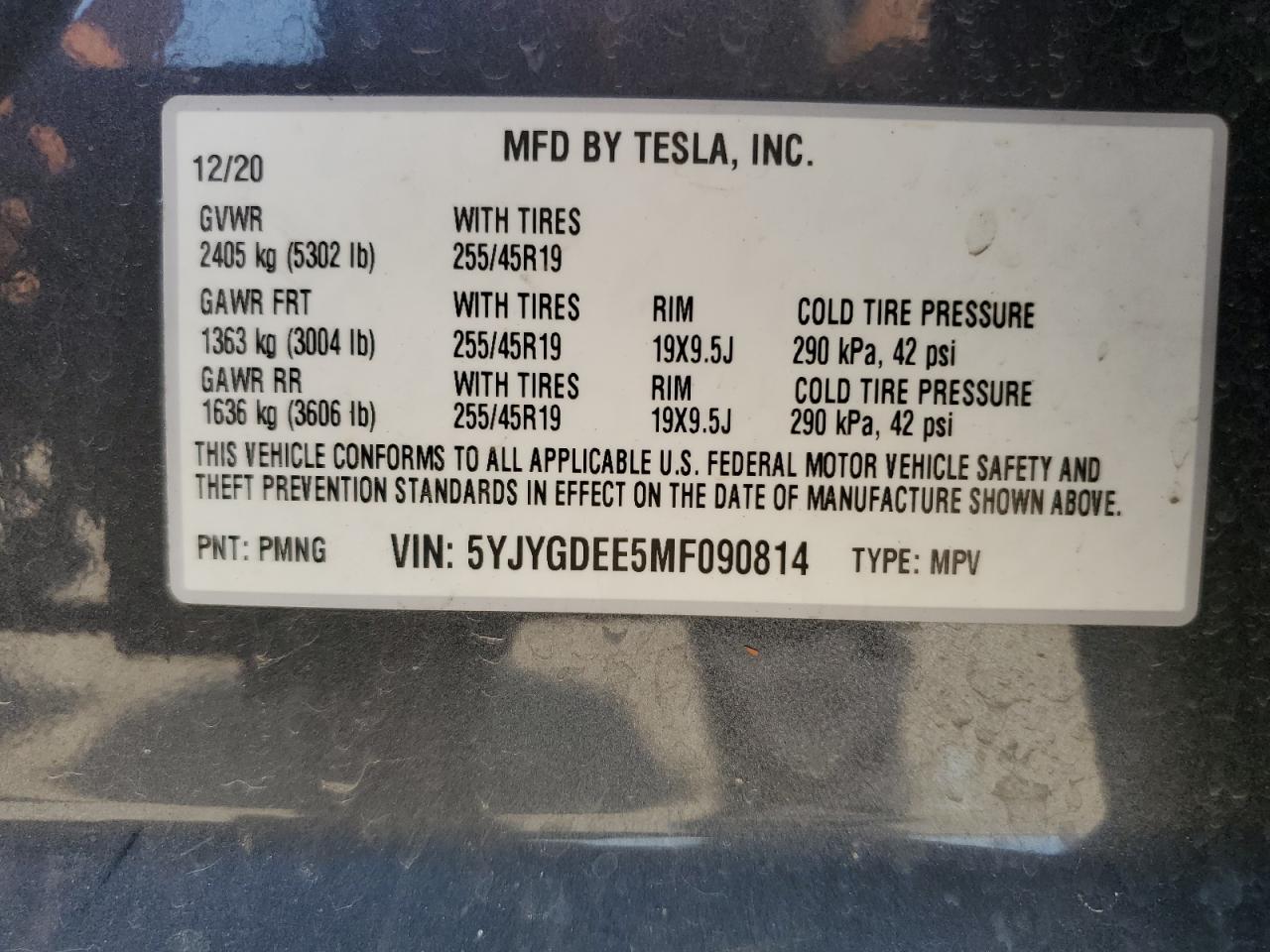 2021 Tesla Model Y VIN: 5YJYGDEE5MF090814 Lot: 64495675