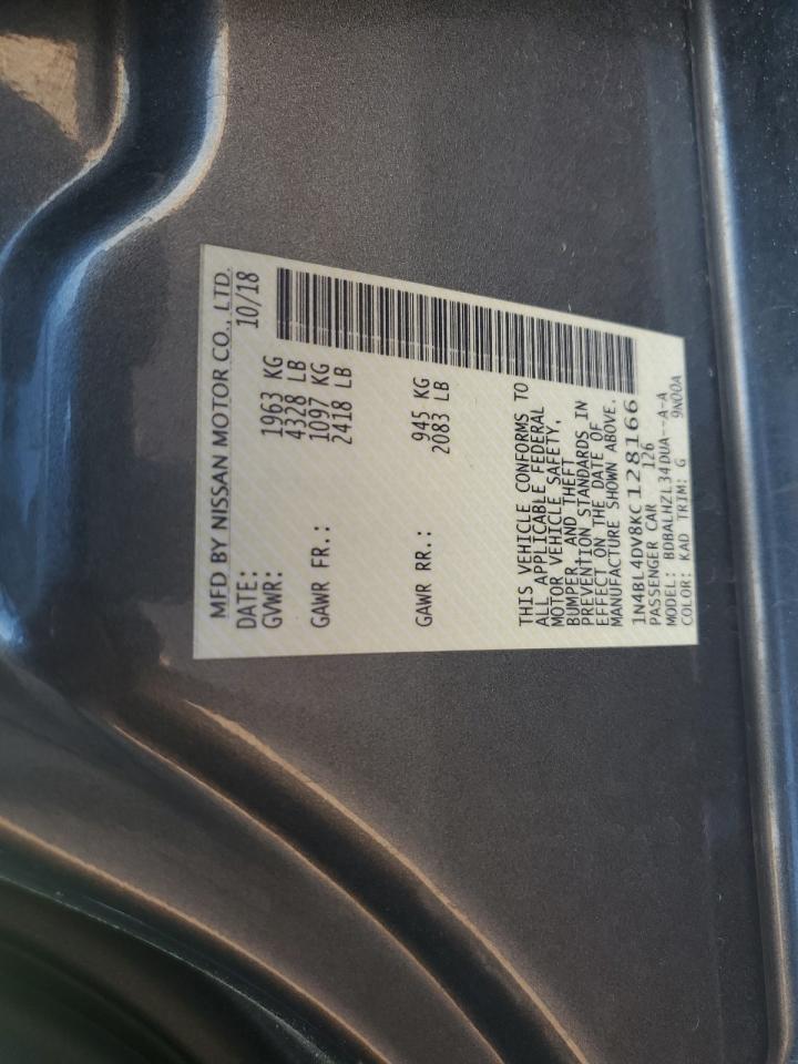 2019 Nissan Altima Sv VIN: 1N4BL4DV8KC128166 Lot: 63165095