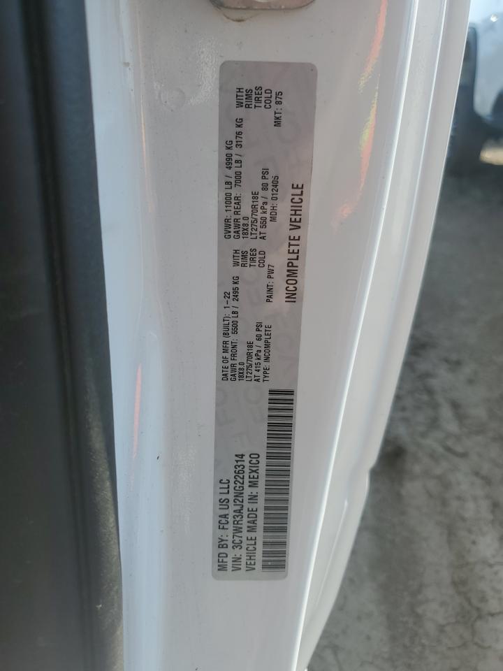 2022 Ram 3500 Tradesman VIN: 3C7WR3AJ2NG226314 Lot: 63699295