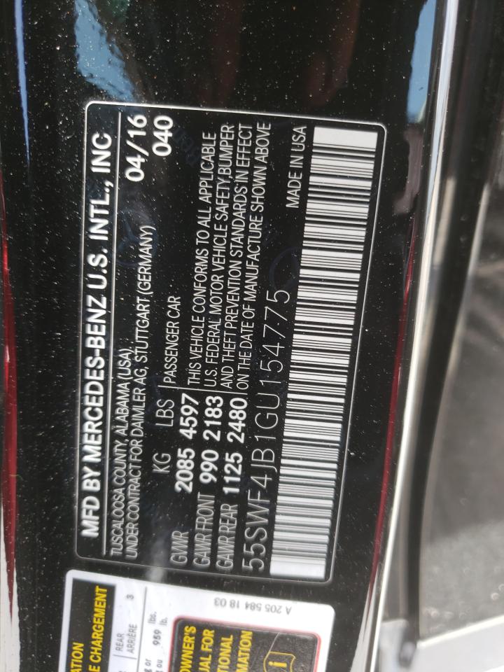 2016 Mercedes-Benz C 300 VIN: 55SWF4JB1GU154775 Lot: 63486145