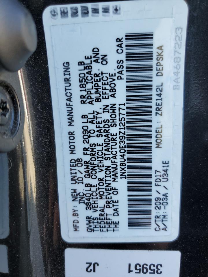 2009 Toyota Corolla Base VIN: 1NXBU40E39Z125771 Lot: 64768525
