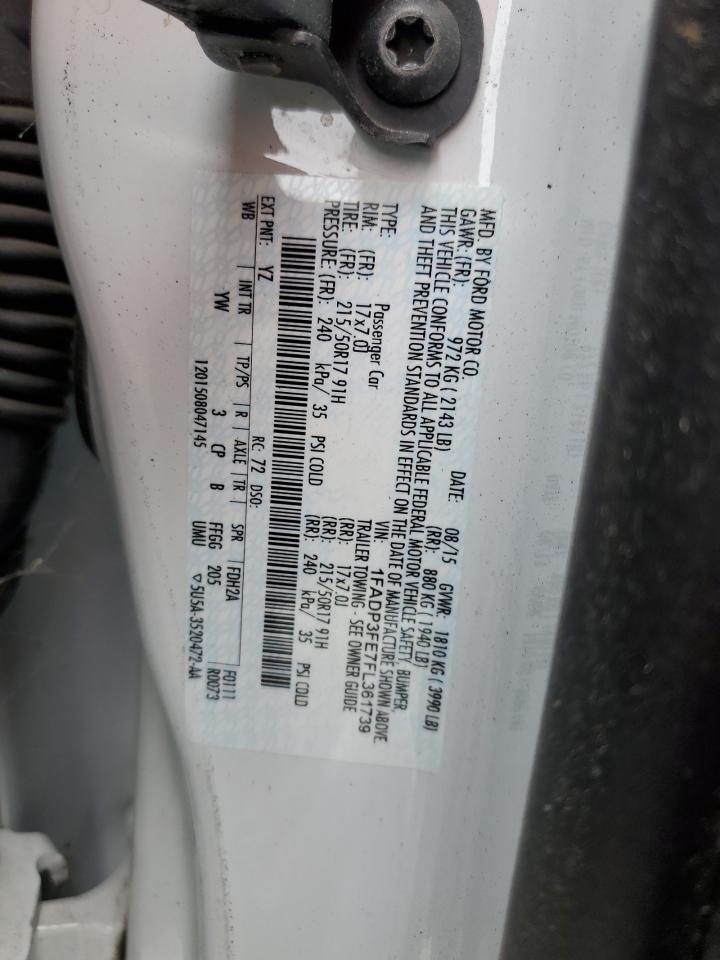 2015 Ford Focus Se VIN: 1FADP3FE7FL361739 Lot: 64951245