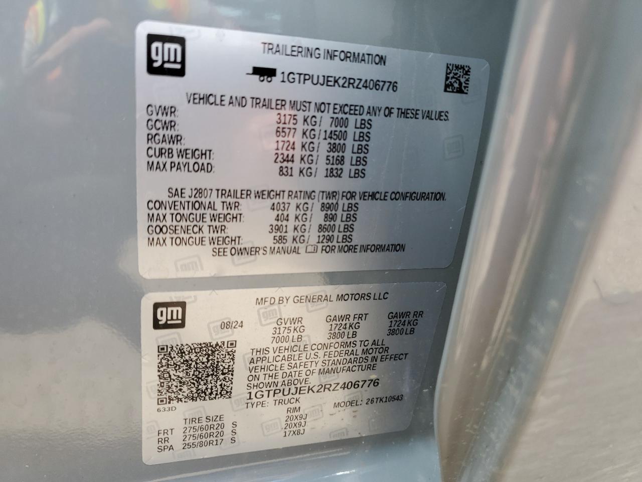 2024 GMC Sierra K1500 Elevation-L VIN: 1GTPUJEK2RZ406776 Lot: 65436215