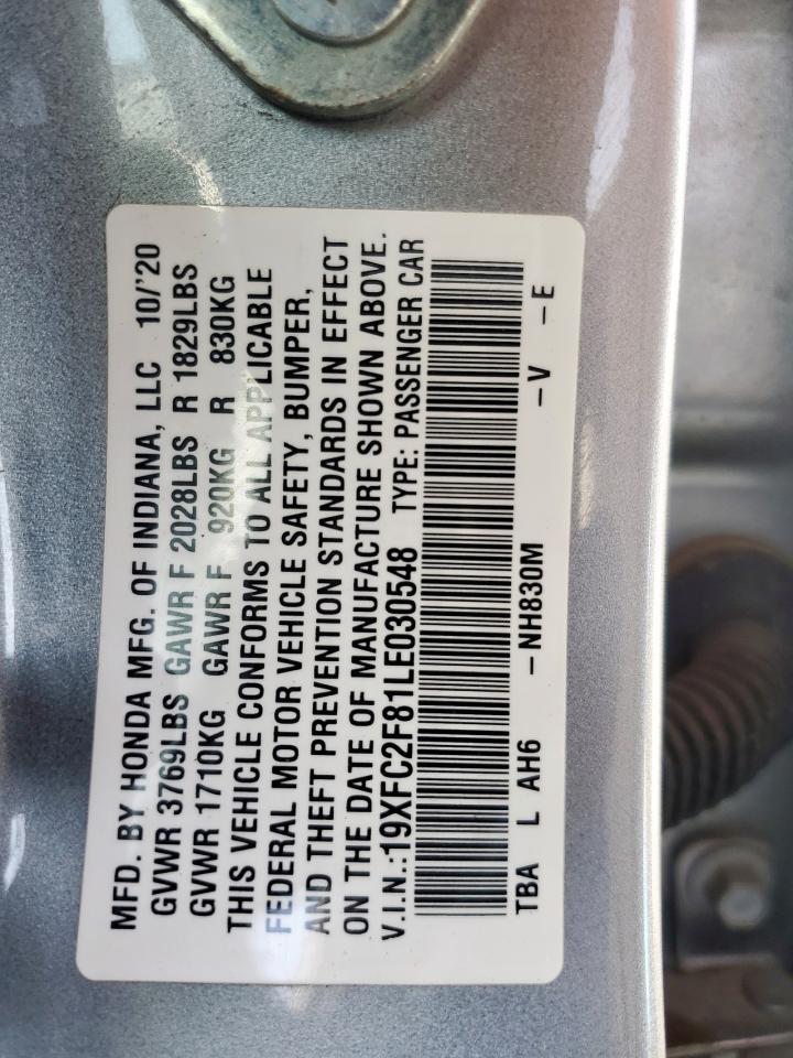 2020 Honda Civic Sport VIN: 19XFC2F81LE030548 Lot: 64409345