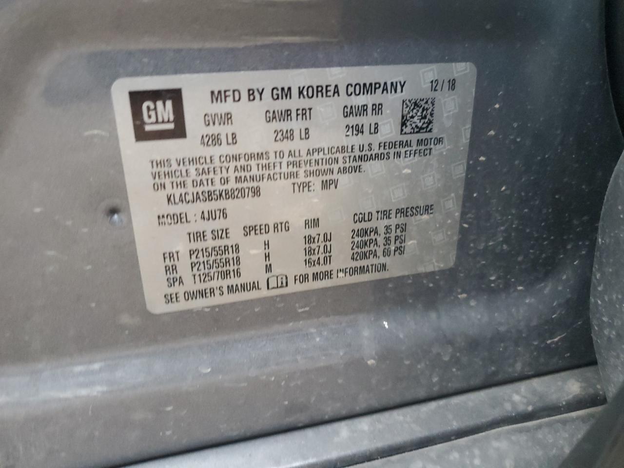 kl4cjasb5kb820798 KL4CJASB5KB820798 2019 Buick Encore Preferred