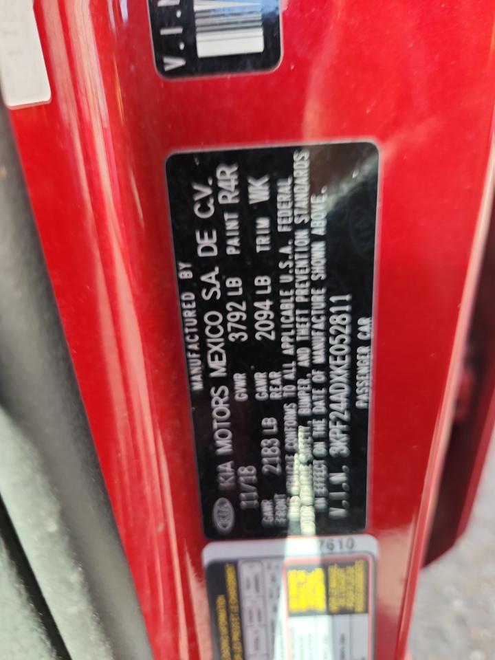 2019 Kia Forte Fe VIN: 3KPF24ADXKE052811 Lot: 65926705