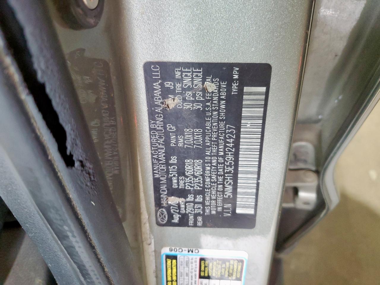 2009 Hyundai Santa Fe Se VIN: 5NMSH13E59H244237 Lot: 65388535